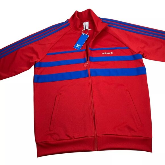 Adidas Originals The First Track Top Jacket Mens Size L SLIM FIT Scarlet Red NWT - Picture 2 of 11